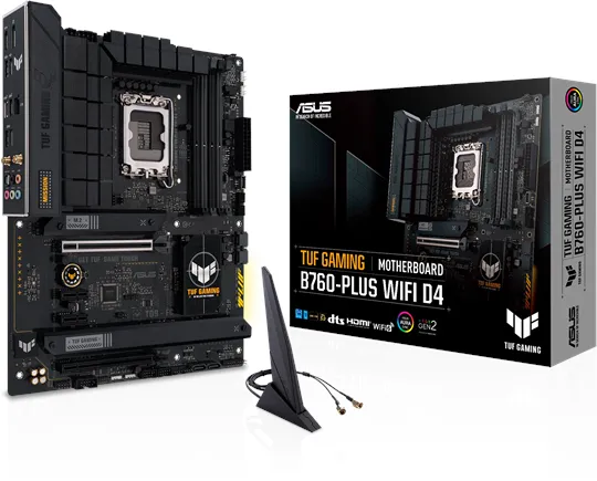 ASUS TUF GAMING B760-PLUS WIFI D4 Hovedkort - Intel B760 - Intel LGA1700-sokkel - DDR4 RAM - ATX